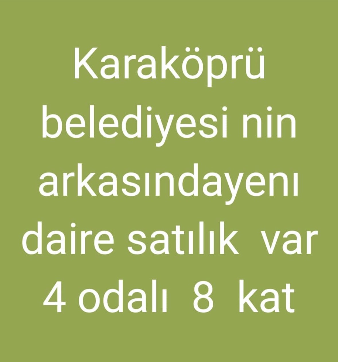 Karaköprü belediyesi arkasında satılık yeni daire ilanı